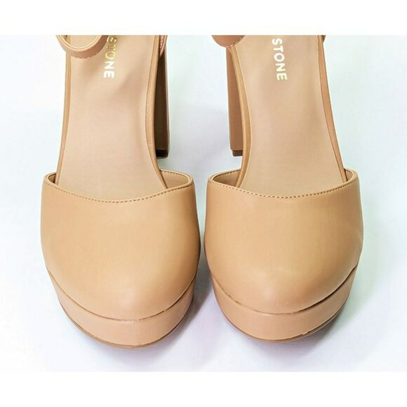 Sun + Stone Women's Birdey Nude Ankle Strap Platform Pumps Size 8 (MSRP $80) - Picture 6 of 9